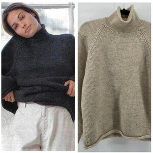 J. Crew 90s Vintage Roll Neck Pullover Sweater Chunky Wool Beige Oarsman S